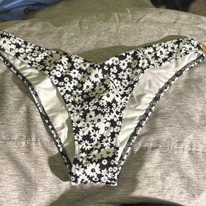 Floral Black and White Bikini Bottom